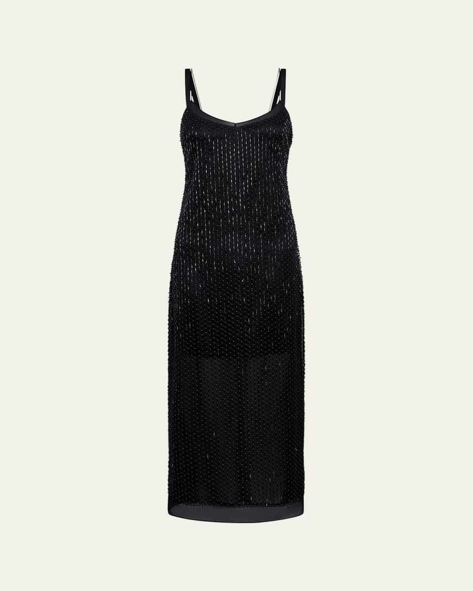 Sleeveless Beaded Midi Slip Dress